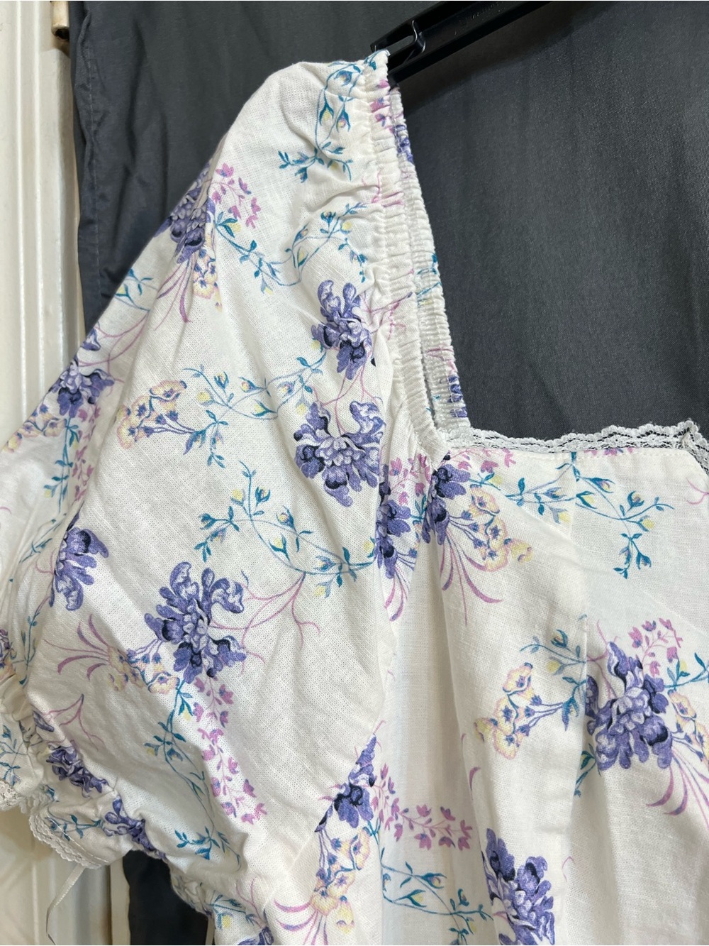 NWT Women’s Scoop White Floral Puff-Sleeve Midi lined linen lace trim Dress XL - Picture 7 of 10